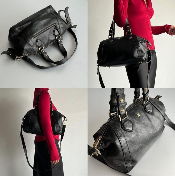 Ora Delphine Harlow Boston Bag Black Pebble Leather Satchel | GUC | Vintage - Picture 1 of 13